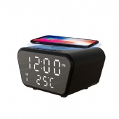Desktop alarm clock wireless charger date time temperature display multi-function fast wireless charging
