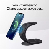 SCross-border magnetic suction vertical three-in-one wireless charger is suitable for apple 13 mobile phone watch wireless charger bracket