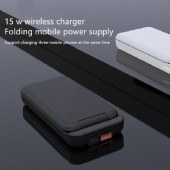 New foldable wireless charge with 10000 mah light mirror power pack 15W quick charge portable power supply